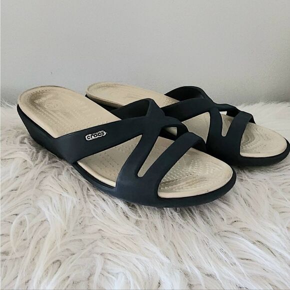 Crocs slide on sandal women's size 10 blue - Picture 1 of 6